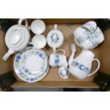 Wedgwood Clementine pattern tea and coffe ware items to include teapot, coffee pot, lidded sugar,