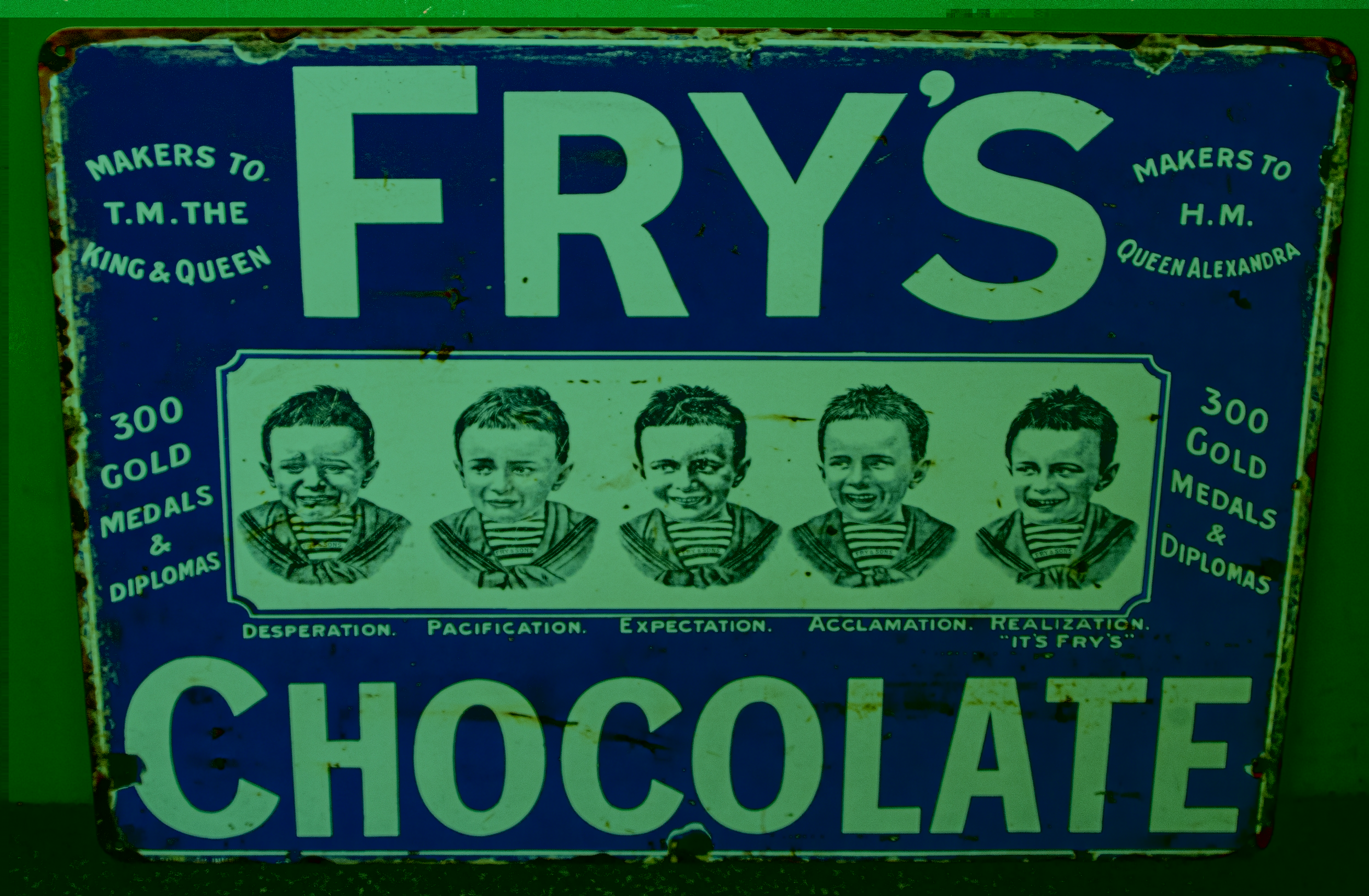 Vintage Style Tin Fry's Chocolate Advertising Sign 70x50cm