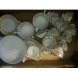 Wedgwood gold Florentine tea and dinner ware to include twin handled bowls, cups , open tureen, side