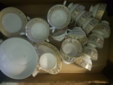 Wedgwood gold Florentine tea and dinner ware to include twin handled bowls, cups , open tureen, side