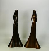 Pair Leonardo Resin tall lady figures, height 38cm (2)