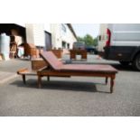 Leather topped Antique medical lounger . 144cm long, 57cm wide