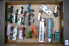 A large collection of play worn model Toy Cars & Vehicles including, Oxford Eddie Stobart lorries,