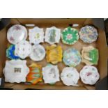 A collection of multi patterned Shelley Pin dishes