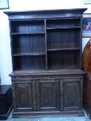 Dark Oak Welsh Dresser 3 Doors to base adjustable shelves to top section 146cm W x 208cm H x 42cm D