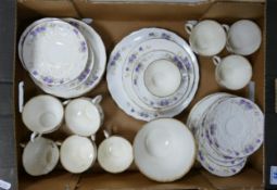 Pointons violet pattern tea set, to include cups & saucers, side plates etc ( some damages)