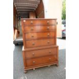1930's oak chest on chest with enamelled handles. 132cm high, 92cm wide, 46cm deep