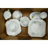 Shelley Wild Flowers decorated breakfast set, similar floral , Dainty White Cups & Saucers, open veg