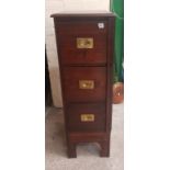 Antique office chest of 3 drawers. 118cm high, 39cm wide, 54cm deep