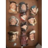 A collection of Royal Doulton 2nds small character jugs, together with a Royal Doulton 2nds Falstaff