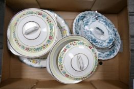 Mixed collection of ceramic service ware to include two Portland Pottery lidded soup tureens,
