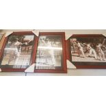 Group of 3 framed cricket themed prints. depicting Sir Donald Bradman 1908-2001 (3)