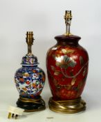 Two Modern Oriental Theme Lamp Bases, tallest 39cm(2)