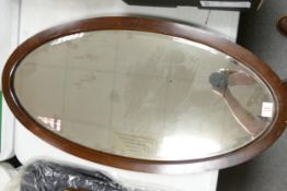 Oak Framed Oval Wall Mirror , diameter at largest 95cm