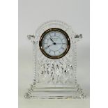 Waterford Crystal Mantle Clock, height 18cm