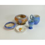 A collection of Shelley items to Harmony Drip Ware Jug with blue shades height 10cm, Harmony