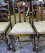 Pair of early 20th century oak dining chairs, together with one non-matching example (3).