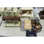 A collection of Vintage Sewing equipment to include Frister Rossman Beaver 2 & Jones Sewing Machine,