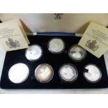 1980 Royal Mint Queen Mother Silver Proof Crown Set of 7 Coins with case