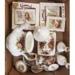 A mixed collection of Royal Albert Old Country Roses Pattern items to include small tea pot,