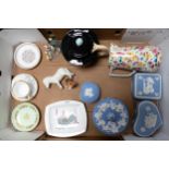 A mixed collection of items to include Wedgwood jasperware, Minton pin dishes, Roscuthal cup &