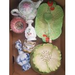 A mixed collection of items to include Minton salad server, Beswick tomato dish, Minton temple