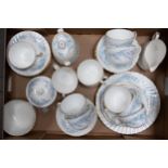Minton Belbrachen tea ware to include 12 trio's, milk jug, sugar bowls and lidded pot ( 1 tray)