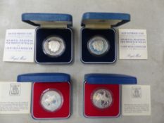 4 Sterling Silver Proof Coins. 2 Commemorating 1981 Royal Wedding and 2 Commemorating 1977 Silver