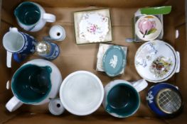 A mixed collection of items to include Wedgwood Jasper ware, Denby Green Wheat patterned items,