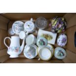 A mixed collection of items to include Wedgwood Mist Rose Patterned Part Coffee set, Minton gilded
