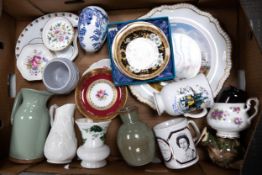 A mixed collection of items to include Wedgwood dishes, Spode Hunting Theme plate, Commemorative
