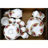 A collection of Royal Albert Old country Rose Patterned items to include oven proof dish, cups, side