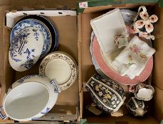 A mixed collection of ceramic items to include Decorative wall plates, large blue and white ware