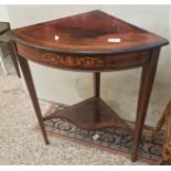 Inlaid Mahogany Corner Table. Width 62cm