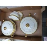 Minton Buckingham Pattern Dinnerware items to Include 2 Lidded tureens (1 lid a/f), gravy boat and