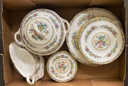 Coalport Ming Rose pattern dinner ware items to include lidded tureen, 6 salad plates, 6 dinner