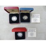 3 Sterling Silver Proof One Pound Coins. 1 Dated 1983 and 2 Dated 1984