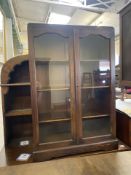 Dark Oak Glazed Bookcase. Width 26cm