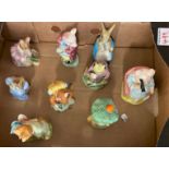 Royal Albert Beatrix Potter Figures to include Mrs Rabbit and Bunnies, Pigling eats his porridge,