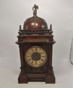 Japy Freres 19th Century Mahogany Mantle place clock. 40cm height. keys and pendulum present