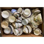 A mixed collection of Masons, coalport and oriental tea cups, saucers and tea bowls etc (1 tray)