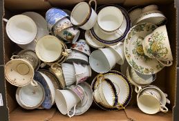 A mixed collection of Masons, coalport and oriental tea cups, saucers and tea bowls etc (1 tray)