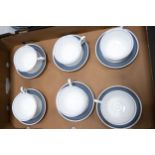 Six Wedgwood Glen Mist Cups & Saucers