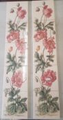 Set of new Johnstones Bros ceramic fireplace tiles with floral decoration (8)