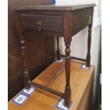 Dark Oak Side Table With Drawer to One End. Width 61cm
