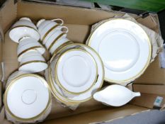 Royal Doulton Royal Gold tea and dinner ware to include trio's, dinner plates, salad plates, gravy
