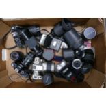 A collection of vintage 35mm Camera Equipment to include Cosina C1 ( cosina 70-210mm lens),