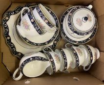 Wedgwood Runnymead patterned tea ware, six trio's milk & sugar.