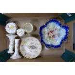 A collection of Crwon Devon to include floral cress dish and server, blush ware and unmarked part