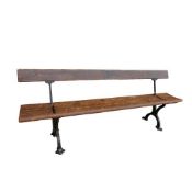 Early 20th Century Cast Iron & Pine Sunday School / Tram Bench with switchable back rest